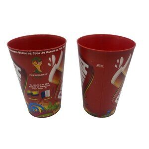 2 World Cup 2014 Brahma Plastic Cups Official Brazil Soccer Ecuador vs France
